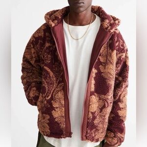 Urban Outfitters Brown and Tan Sherpa Hooded Jacket Size Small